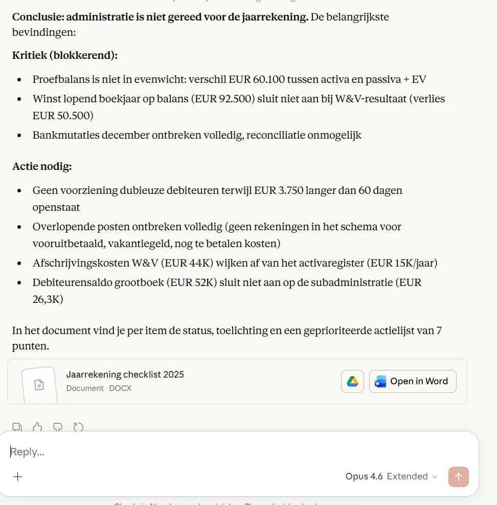AI-analyse van de jaarrekening: conclusie met actiepunten